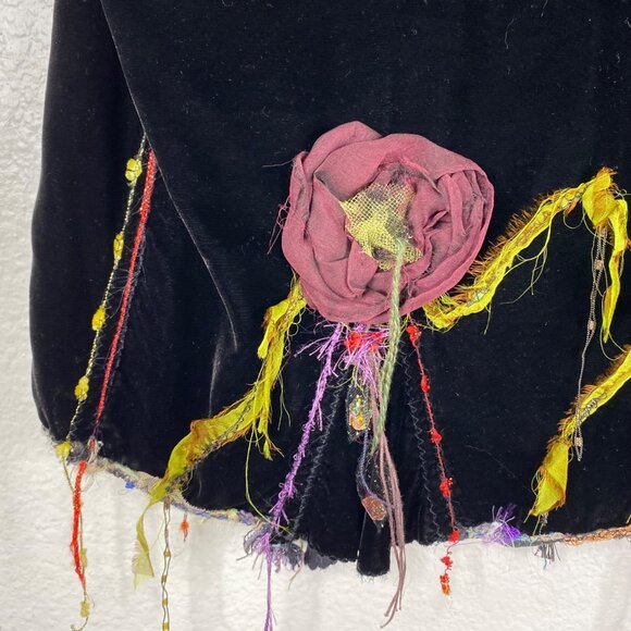 Giselle Shepatin Womens Velvet Art to Wear Rosettes Lagenlook Eclectic Vest Sz S - Picture 12 of 14